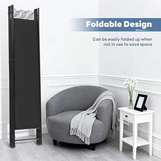 DUMOS 4 Panel Partition Room Divider, 6 Ft Tall Folding Privacy Screen - Image 7