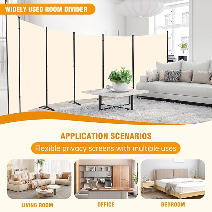 6 Panel Folding Privacy Screens, 6 FT Tall Wall Divider - Image 7