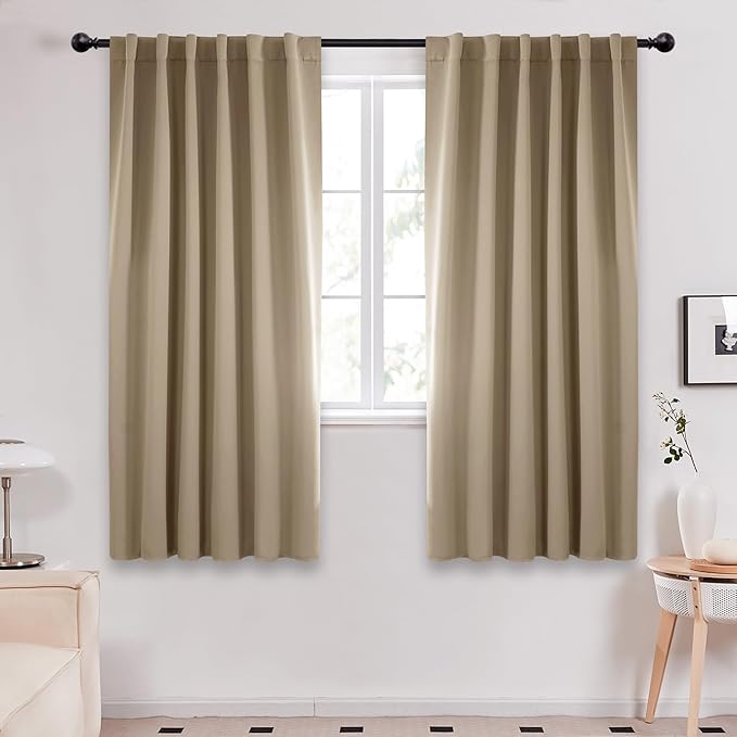 Deconovo Solid Room Darkening Panels Back Tab and Rod Pocket Curtains Blackout by Deconovo