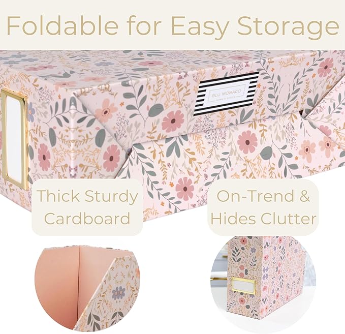 BLU MONACO | Cardboard Magazine File Holder Set of 4 | Standing File Holder - Image 6