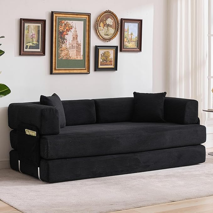Garvee 5-in-1 Convertible Sofa Bed, 78.8" Modular Corduroy Sleeper by Garvee