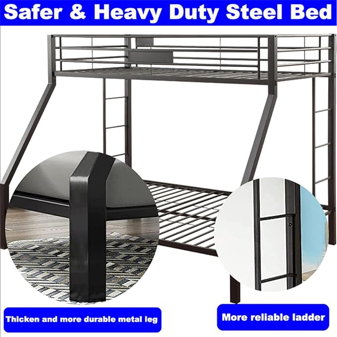 Upgraded Version Thicken Metal Heavy-Duty Twin XL Over Queen Bunk Bed, Best - Image 3