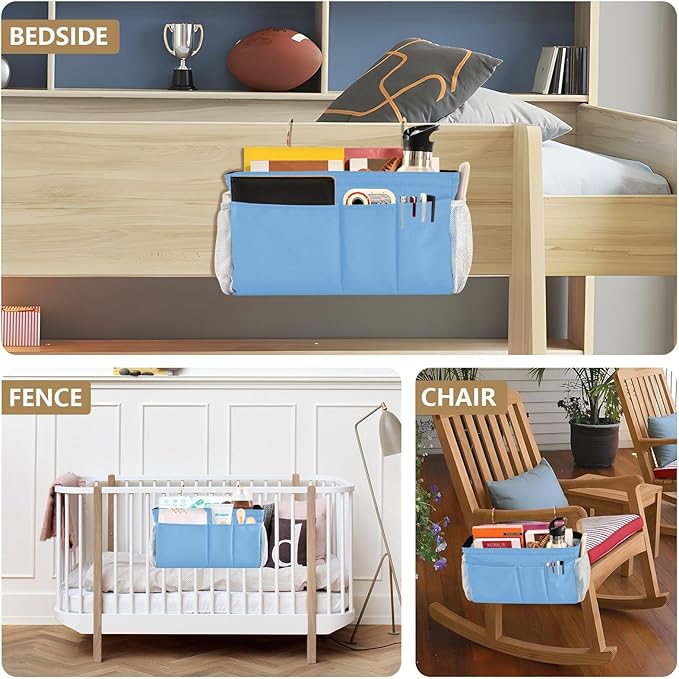 KOPIRIT Lake Blue Bedside Caddy Storage Bag Bedside Organizer - Image 8