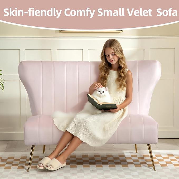 50’’ Armless Loveseat Sofa, Comfy Upholstered Velet Small Couch Sofa - Image 3