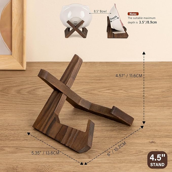 ANBOXIT Bowl Stands for Display, 3 Pack 4.5 Inch Plate Holder, Wooden Easel - Image 4