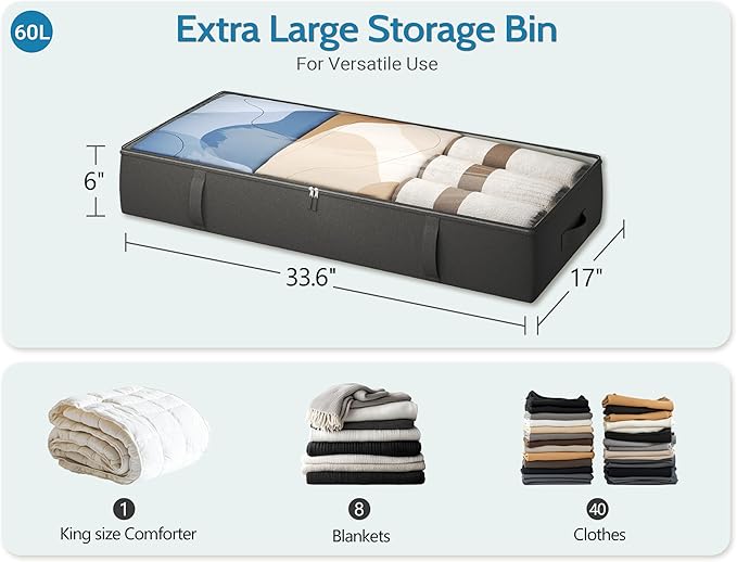 2-Pack Under Bed Storage, 6 Inches Tall Closet Organizers and Storage Bins - Image 3