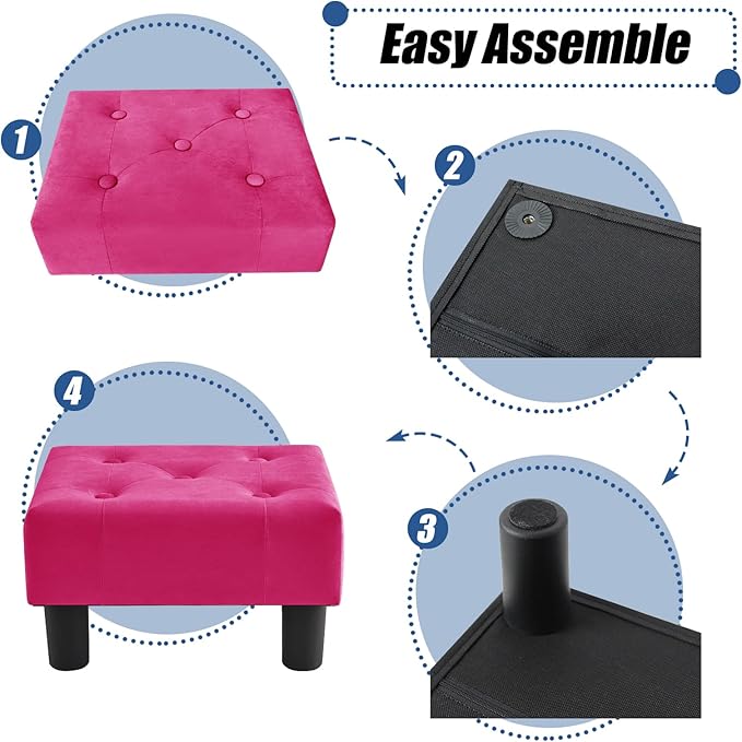 BRIAN & DANY Small Foot Stool, Velvet Foot Stools - Image 5