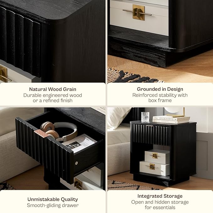 mopio Brooklyn Fluted Nightstand, Modern Farmhouse Nightstand, Small Side - Image 5