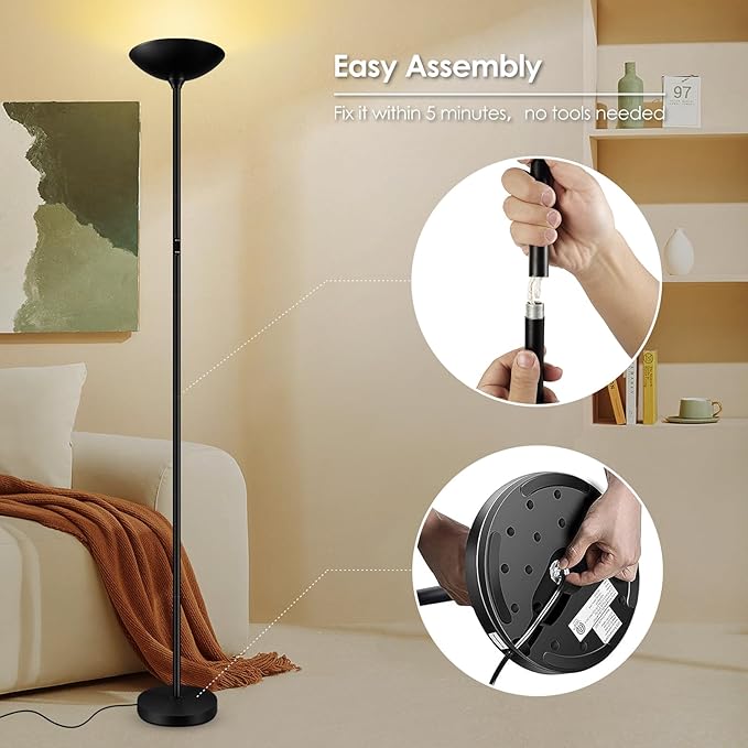 Stepless Dimmable Floor Lamp, 30W 3000LM Super Bright LED Torchiere Floor Lamps - Image 7