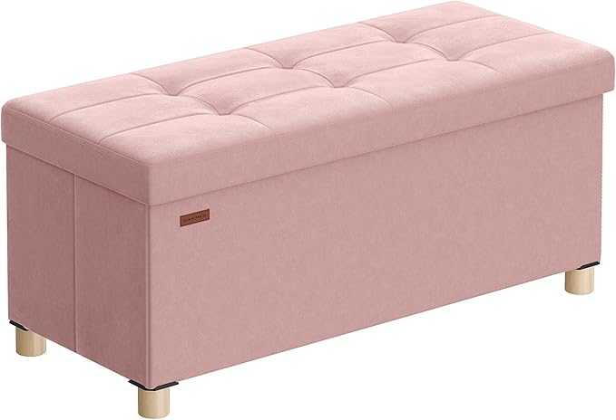 SONGMICS Storage Ottoman Bench, Folding Storage Chest, Foot Rest Stool by SONGMICSbySONGMICSHOME