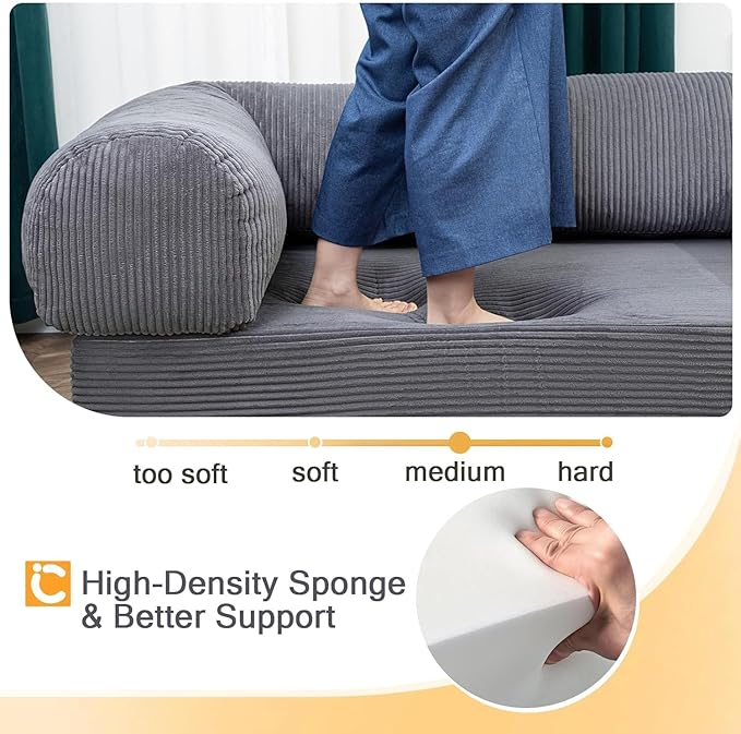 COMAX Futon Sofa Bed, 4-in-1 Floor Foldable Sofa Couch Queen - Image 8