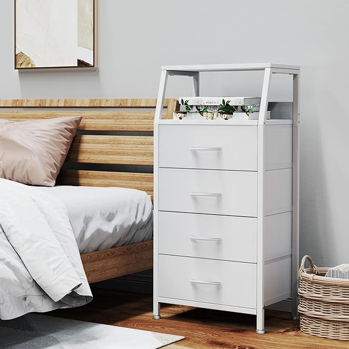 Dresser with 4 Drawers, Fabric Storage Tower - Image 5