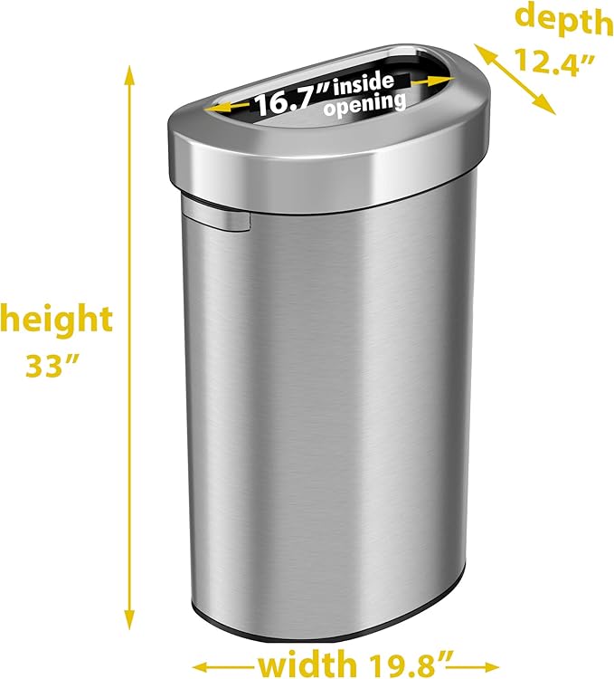 iTouchless 23 Gallon / 87 Liter Stainless Steel Trash Can and Recycle Bin - Image 6