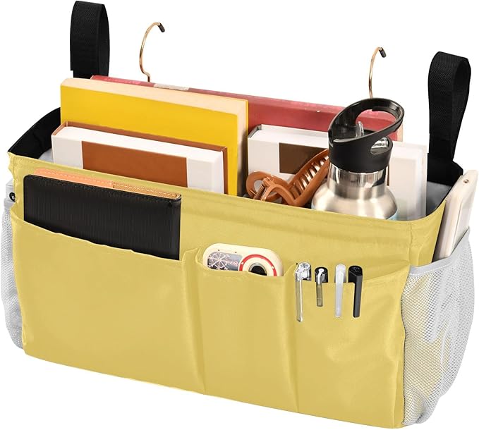 KOPIRIT Lemon Yellow Bedside Caddy Storage Bag Bedside Organizer - Image 3