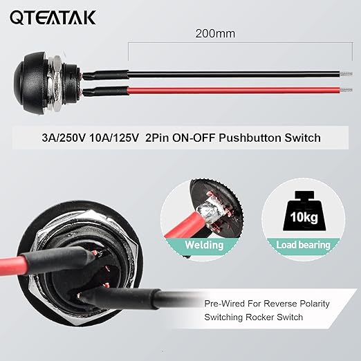 QTEATAK 1/2" Pre-Wired Mounting Hole On/Off Mini Round Waterproof Momentary - Image 4