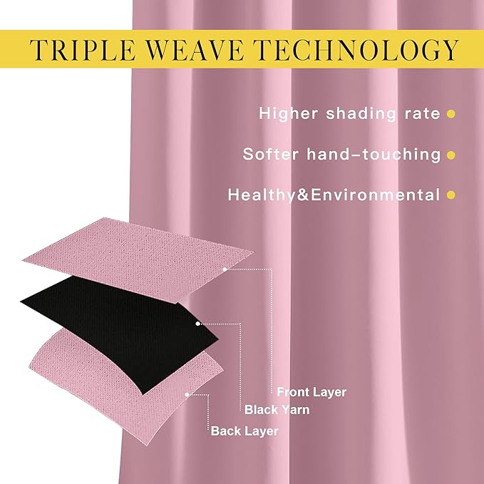 NICETOWN Crystal Pink Blackout Curtains - Image 3