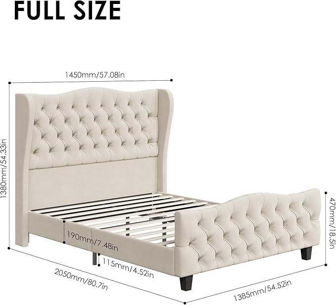 Keyluv Full Size 54.3” Tall Platform Bed Frame - Image 2