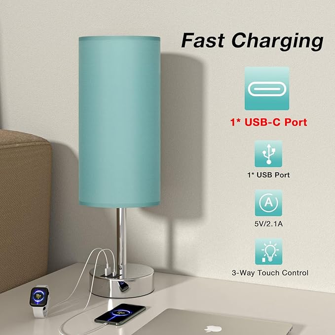 Teal Touch Bedside Lamps for Bedroom - Image 3