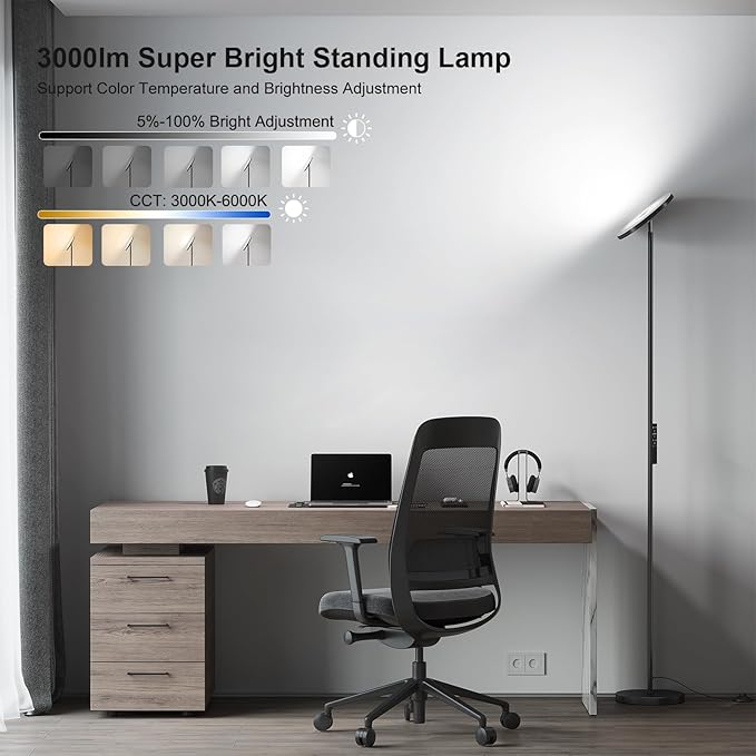 SUNMORY Floor Lamps for Living Room, 32W/3000LM Super Bright LED Floor Lamp - Image 2