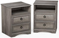 Set of 2 Nightstand with 2 Drawers, Large Accent Bed Side Table and End Table by WelcometoHolliWill