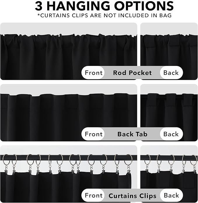 Deconovo Blackout Curtains, Thermal Insulated, W42 x L54 2 Panels, Back Tab - Image 2