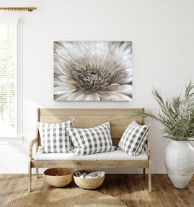 RICHSPACE ARTS Flower Wall Art in Neutral Beige Color Modern Rustic Farmhouse - Image 4