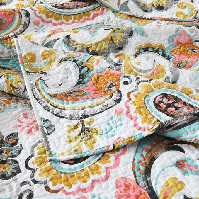 Cotton Bedspread Quilt Sets Reversible Bedding Coverlet Sets Comforter Paisley - Image 7