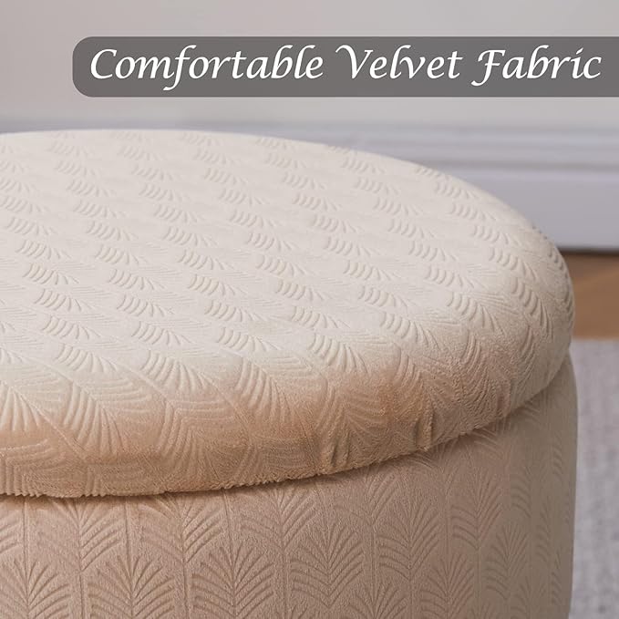 Cpintltr Footrest Footstools Round Velvet Ottoman - Image 5