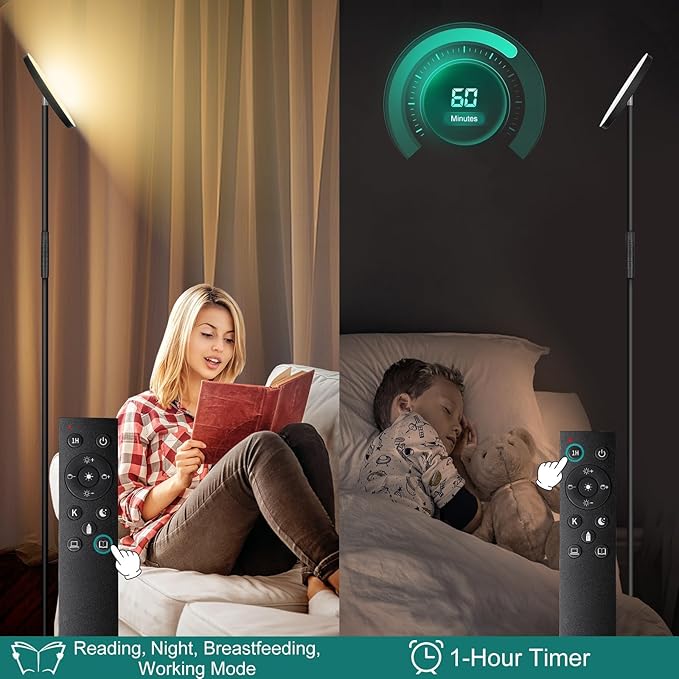 Floor Lamp, Upgraded 40W 4000LM Super Bright Torchiere LED Floor Lamps - Image 7
