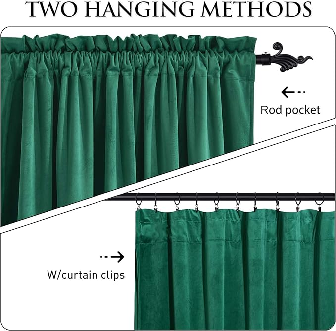 StangH Emerald Green Velvet Curtains 84 inches - Image 2