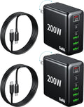 2 Pack USB C Charger Block 200W, 6 Port Foldable Fast Charger Type C Charger by Unknown