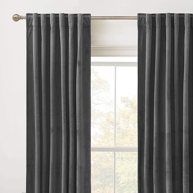 RYB Home Grey Velvet Curtains for Living Room - Image 2