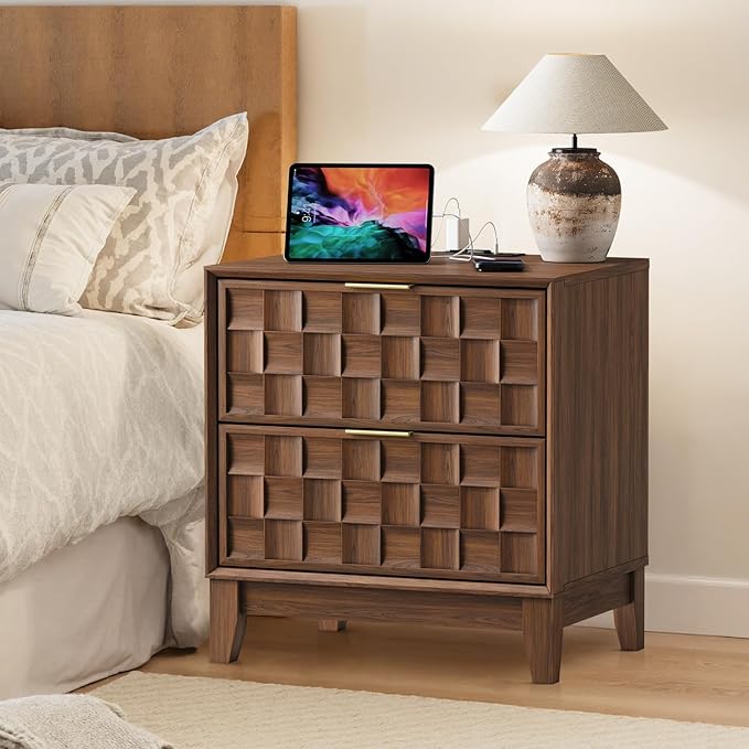 COLAMY Nightstand with Charging Station, Dorm and Small Spaces by COLAMYHOME