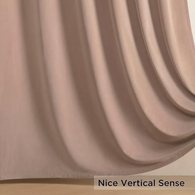 Joydeco Velvet Curtains Rose Beige Blackout Curtains Thermal Insulated 108 - Image 7