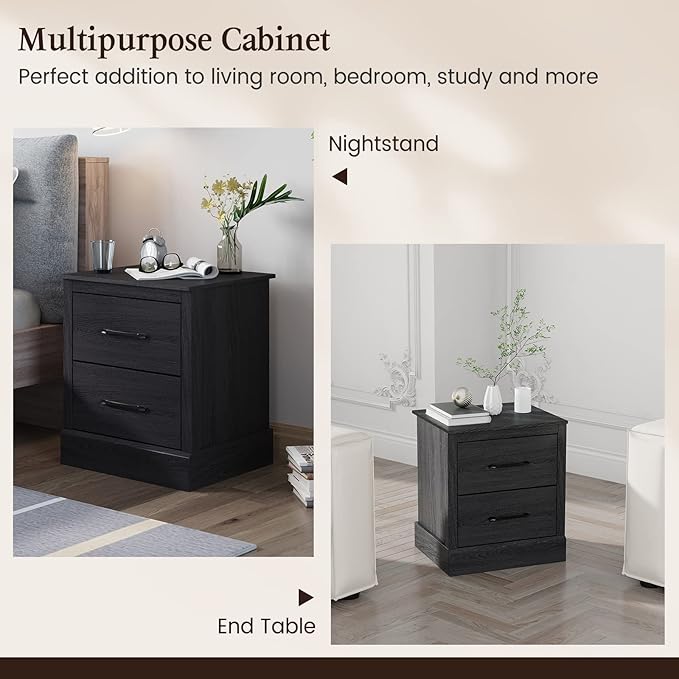 Giantex Farmhouse Nightstand Set of 2, Wood Bedside Table - Image 8