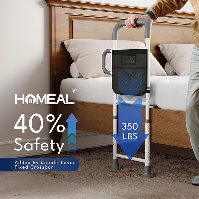 HOMEAL Bed Rails for Elderly Adults Safety, ASTM Approved Adjustable Bedside - Image 3