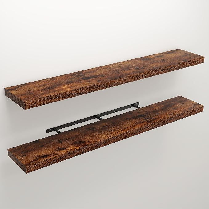 Floating Shelves for Wall, 9.3" Deep Wall Mounted Wood Shelves for Bathroom - Image 3