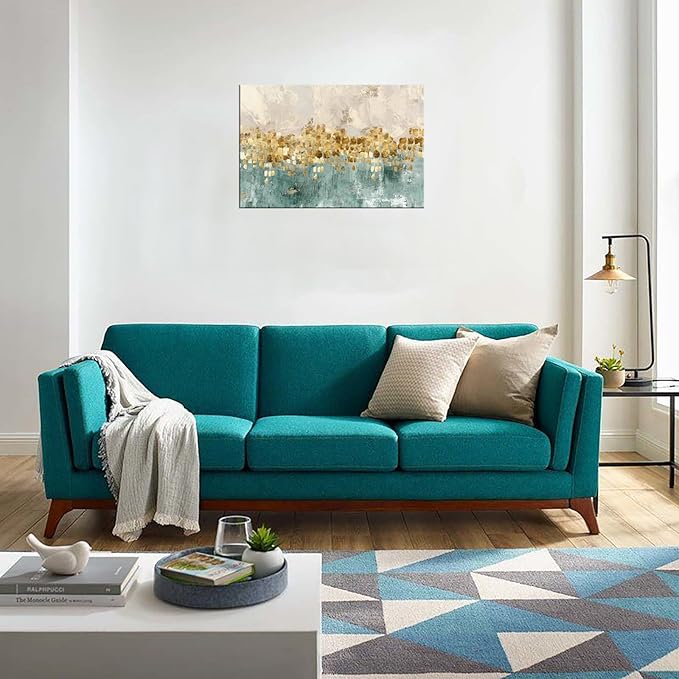DZL Art A74669 Brown and Blue Abstract Painting Modern Decor Wall Art Tan Color - Image 6