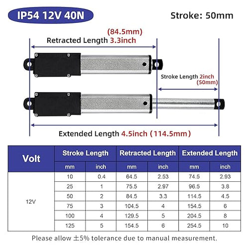 2 Inch 9lbs Mini Stroke 12V Electric Linear Actuator 0.6"/sec Linear Motion - Image 2