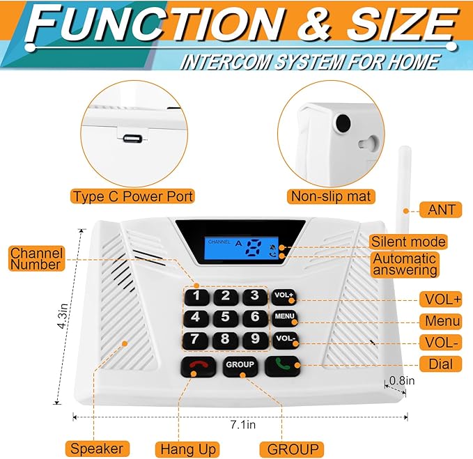 SANZUCO Intercoms Wireless for Home Hands Free, 2024 Upgraded Intercom 5300ft - Image 8