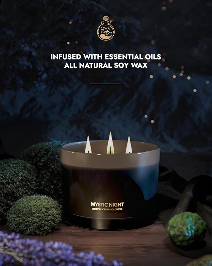 96NORTH Luxury Black Candle | Large 3-Wick Jar Candle | Up to 40 Hours Burning - Image 2
