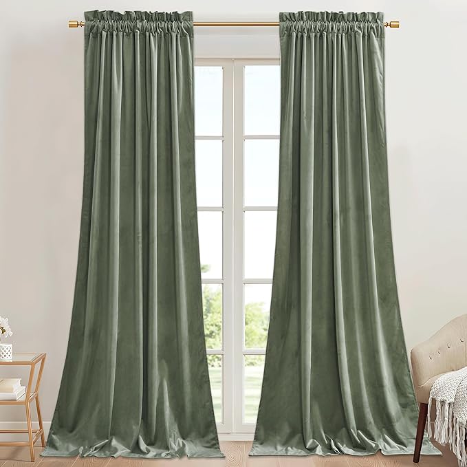 StangH Sage Green Velvet Curtains by StangH