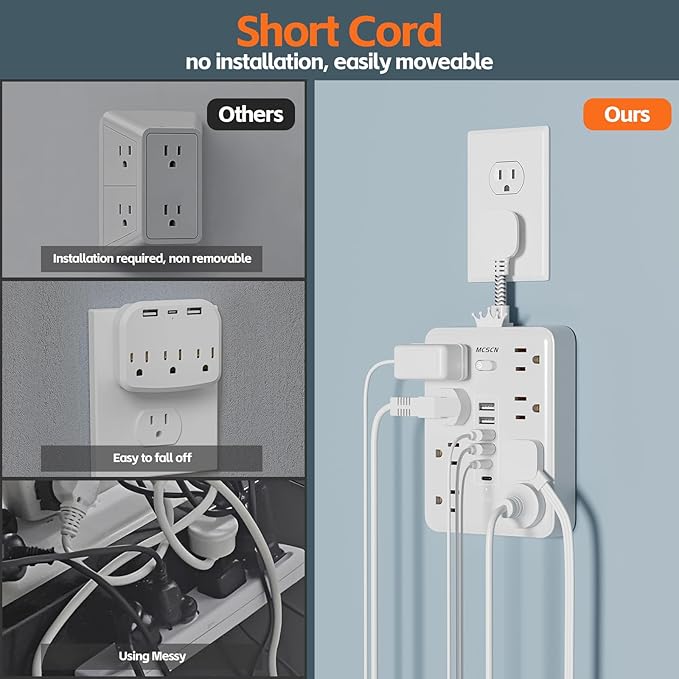 Surge Protector Power Strip -MCSCN 8 Outlets 6 USB - Image 4
