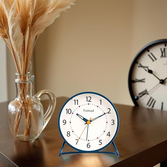 4.5" Antique Retro Analog Alarm Clock, Small Silent Desk Clock - Image 5