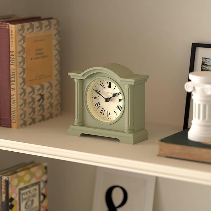 JONES CLOCKS® Kensington Mantel Clock | Classic Arch top Clock | Sage Green | - Image 5