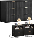 LEYAOYAO 48" Wide Fluted Dresser and 2 Drawers 23" Nightstand Set of 2 by LEYAOYAO-Findtheshiningpointofyourideallife%EF%BC%81