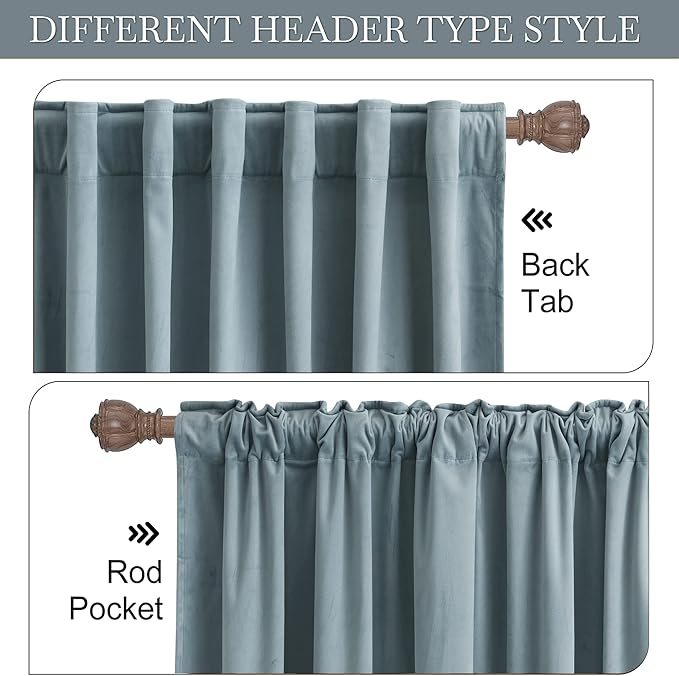 RYB Home Blue Velvet Curtains 96 inches - Image 4