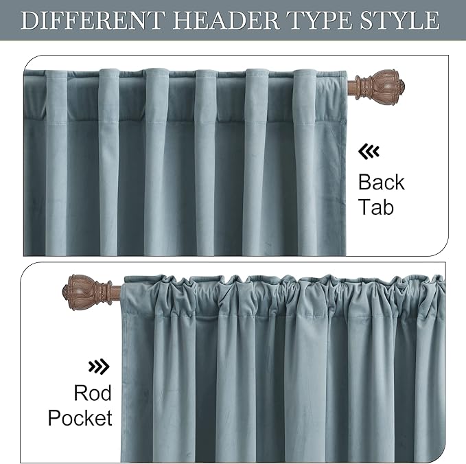 RYB HOME Blue Velvet Curtains 84 inches- Blackout Curtains - Image 5