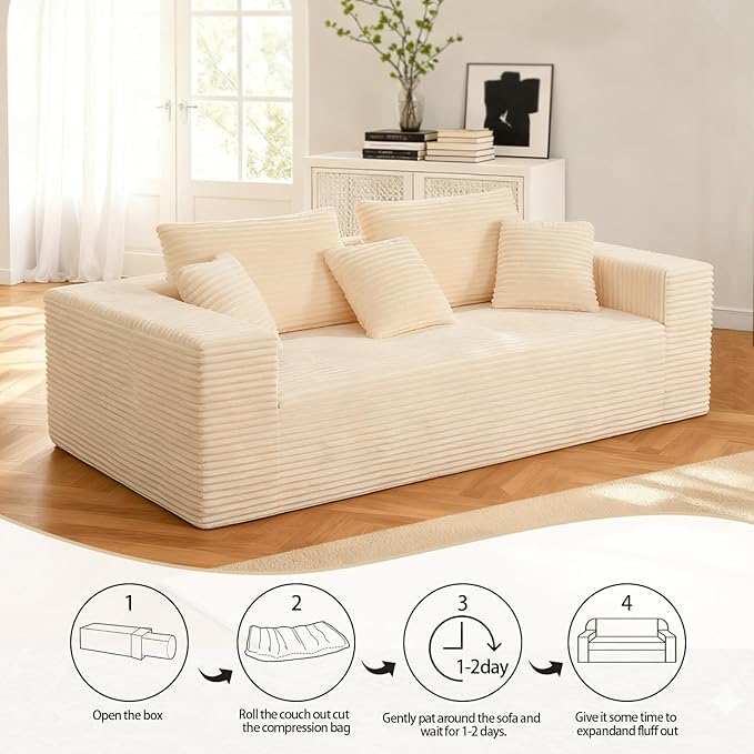Boneless Cloud Couch Sofa, 3 Seater Deep Seat Modern Lounge Sleeper Couch - Image 10