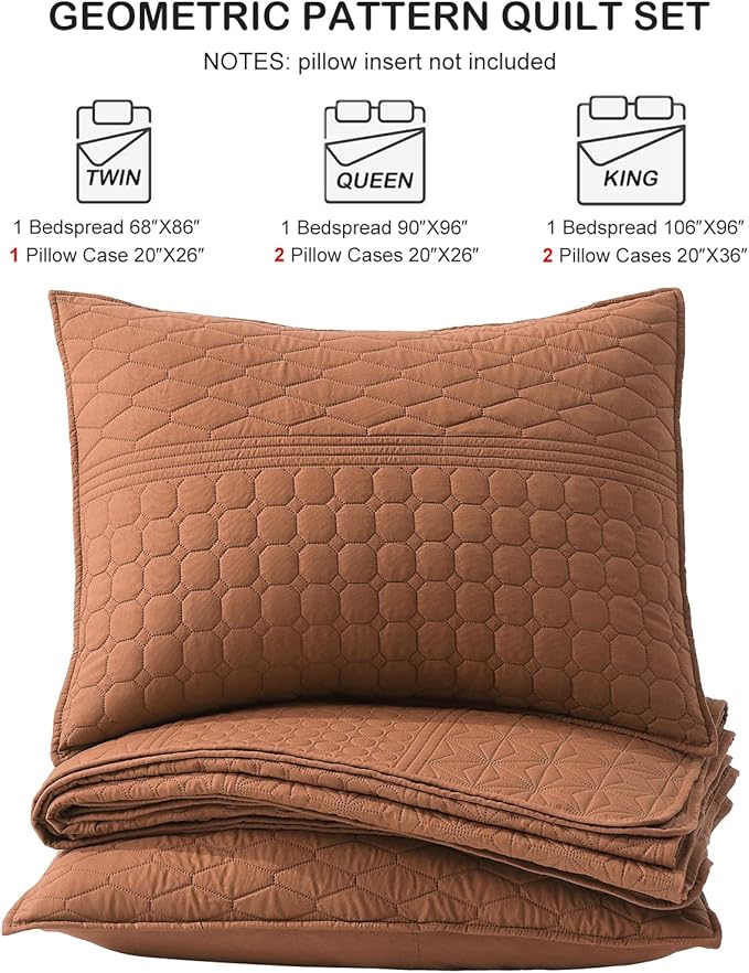 HORIMOTE HOME Burnt Orange King Size Quilt Set - Image 7